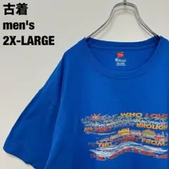 古着 Hanes X-TEMP ヘインズ Tシャツ フロリダ 海 青 2XL