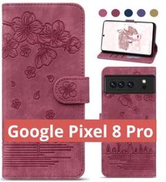 Google Pixel 8 Pro ケース 手帳型 おしゃれ PUレザー 赤