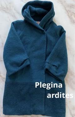 【美品】Plegina ardites ウール フード付きコート ダークブルー