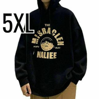 【大人気♪】5XL　メンズ　パーカー　黒　フード　スウェット　トレーナー　ロゴ