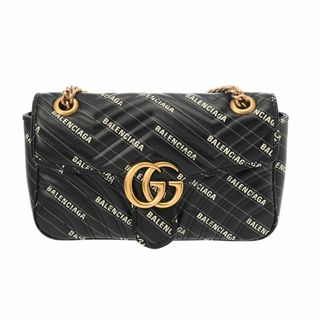 中古 グッチ GUCCI 443497 レディース ショルダーバッグ GGマーモント ブラック レザー